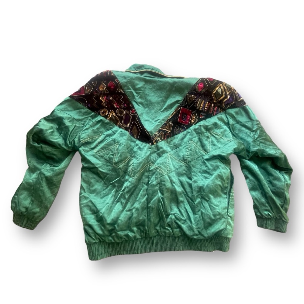 Vintage 90s Emerald Green/Gold Nylon Windbreaker Suit Women's Size Small Sporty - Picture 4 of 16
